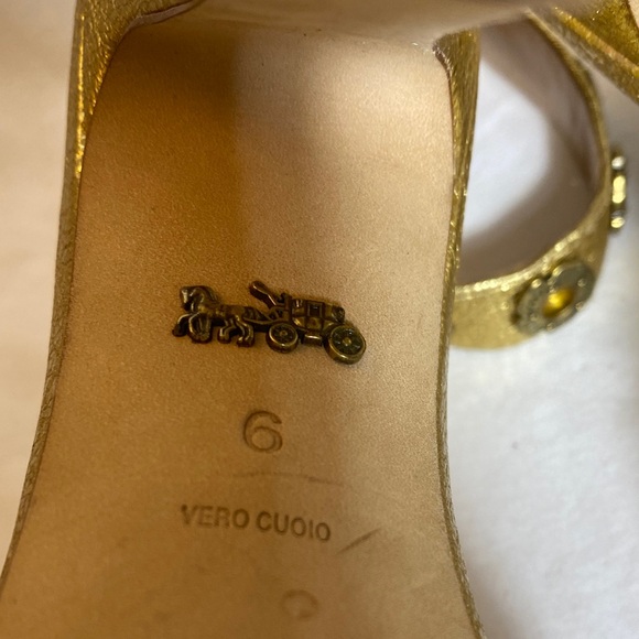 Coach Gold Elizabeth Heels with Tea Rose Eyelets and Ankle Strap Women 6 - Picture 9 of 11